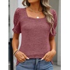 image:imageANRABESS Womens Short Sleeve Tops Fall Sweaters Dressy Casual BlousesRust