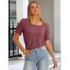 image:imageANRABESS Womens Short Sleeve Tops Fall Sweaters Dressy Casual BlousesRust