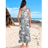 image:imageANRABESS Womens Sleeveless Summer Casual Maxi Dresses with PocketsGrey With Floral White