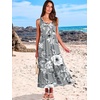 image:imageANRABESS Womens Sleeveless Summer Casual Maxi Dresses with PocketsGrey With Floral White