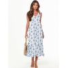 image:imageANRABESS Womens Sleeveless Summer Casual Maxi Dresses with PocketsWhite With Floral Blue