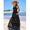 image:imageANRABESS Womens Summer Flowy Maxi Dress Square Neck Sundress with PocketsBlack