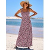 image:imageANRABESS Womens Summer Flowy Maxi Dress Square Neck Sundress with PocketsBlack Pink Floral