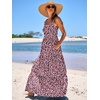 image:imageANRABESS Womens Summer Flowy Maxi Dress Square Neck Sundress with PocketsBlack Pink Floral