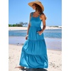 image:imageANRABESS Womens Summer Flowy Maxi Dress Square Neck Sundress with PocketsBlue