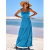 image:imageANRABESS Womens Summer Flowy Maxi Dress Square Neck Sundress with PocketsBlue