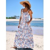 image:imageANRABESS Womens Summer Flowy Maxi Dress Square Neck Sundress with PocketsBlue Orange Floral