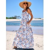 image:imageANRABESS Womens Summer Flowy Maxi Dress Square Neck Sundress with PocketsBlue Orange Floral
