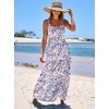 image:imageANRABESS Womens Summer Flowy Maxi Dress Square Neck Sundress with PocketsBlue Orange Floral