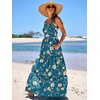 image:imageANRABESS Womens Summer Flowy Maxi Dress Square Neck Sundress with PocketsBlue Yellow Floral