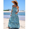image:imageANRABESS Womens Summer Flowy Maxi Dress Square Neck Sundress with PocketsBlue Yellow Green Floral