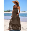 image:imageANRABESS Womens Summer Flowy Maxi Dress Square Neck Sundress with PocketsCoffee