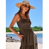 image:imageANRABESS Womens Summer Flowy Maxi Dress Square Neck Sundress with PocketsCoffee