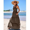 image:imageANRABESS Womens Summer Flowy Maxi Dress Square Neck Sundress with PocketsCoffee