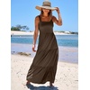 image:imageANRABESS Womens Summer Flowy Maxi Dress Square Neck Sundress with PocketsCoffee