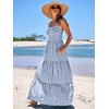 image:imageANRABESS Womens Summer Flowy Maxi Dress Square Neck Sundress with PocketsFloral Blue