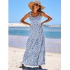 image:imageANRABESS Womens Summer Flowy Maxi Dress Square Neck Sundress with PocketsFloral Blue