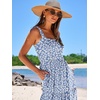 image:imageANRABESS Womens Summer Flowy Maxi Dress Square Neck Sundress with PocketsFloral Blue