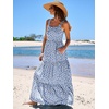 image:imageANRABESS Womens Summer Flowy Maxi Dress Square Neck Sundress with PocketsFloral Blue