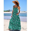 image:imageANRABESS Womens Summer Flowy Maxi Dress Square Neck Sundress with PocketsGreen Purple Floral