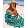 image:imageANRABESS Womens Summer Flowy Maxi Dress Square Neck Sundress with PocketsGreen Purple Floral