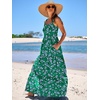 image:imageANRABESS Womens Summer Flowy Maxi Dress Square Neck Sundress with PocketsGreen Purple Floral
