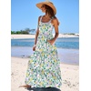image:imageANRABESS Womens Summer Flowy Maxi Dress Square Neck Sundress with PocketsGreen Purple Yellow Floral