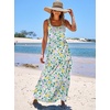 image:imageANRABESS Womens Summer Flowy Maxi Dress Square Neck Sundress with PocketsGreen Purple Yellow Floral