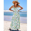 image:imageANRABESS Womens Summer Flowy Maxi Dress Square Neck Sundress with PocketsGreen Purple Yellow Floral