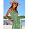 image:imageANRABESS Womens Summer Flowy Maxi Dress Square Neck Sundress with PocketsGreen White Point