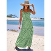 image:imageANRABESS Womens Summer Flowy Maxi Dress Square Neck Sundress with PocketsGreen White Point
