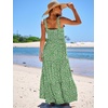 image:imageANRABESS Womens Summer Flowy Maxi Dress Square Neck Sundress with PocketsGreen White Point