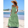 image:imageANRABESS Womens Summer Flowy Maxi Dress Square Neck Sundress with PocketsGreen White Point