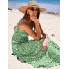 image:imageANRABESS Womens Summer Flowy Maxi Dress Square Neck Sundress with PocketsGreen White Point