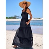 image:imageANRABESS Womens Summer Flowy Maxi Dress Square Neck Sundress with PocketsNavy Blue