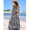 image:imageANRABESS Womens Summer Flowy Maxi Dress Square Neck Sundress with PocketsNavy Blue Orange Floral
