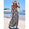 image:imageANRABESS Womens Summer Flowy Maxi Dress Square Neck Sundress with PocketsNavy Blue Orange Floral