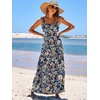 image:imageANRABESS Womens Summer Flowy Maxi Dress Square Neck Sundress with PocketsNavy Blue Orange Floral