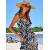 image:imageANRABESS Womens Summer Flowy Maxi Dress Square Neck Sundress with PocketsNavy Blue Orange Floral