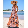 image:imageANRABESS Womens Summer Flowy Maxi Dress Square Neck Sundress with PocketsNavy Blue Pink Floral