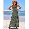 image:imageANRABESS Womens Summer Flowy Maxi Dress Square Neck Sundress with PocketsOlive