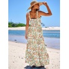 image:imageANRABESS Womens Summer Flowy Maxi Dress Square Neck Sundress with PocketsOrange Green Floral