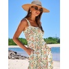 image:imageANRABESS Womens Summer Flowy Maxi Dress Square Neck Sundress with PocketsOrange Green Floral