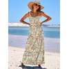 image:imageANRABESS Womens Summer Flowy Maxi Dress Square Neck Sundress with PocketsOrange Green Floral