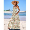 image:imageANRABESS Womens Summer Flowy Maxi Dress Square Neck Sundress with PocketsOrange Green Floral