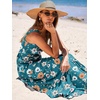 image:imageANRABESS Womens Summer Flowy Maxi Dress Square Neck Sundress with PocketsOrange White Floral