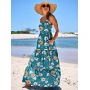 image:imageANRABESS Womens Summer Flowy Maxi Dress Square Neck Sundress with PocketsOrange White Floral
