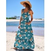 image:imageANRABESS Womens Summer Flowy Maxi Dress Square Neck Sundress with PocketsOrange White Floral