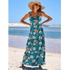 image:imageANRABESS Womens Summer Flowy Maxi Dress Square Neck Sundress with PocketsOrange White Floral