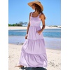 image:imageANRABESS Womens Summer Flowy Maxi Dress Square Neck Sundress with PocketsPurple